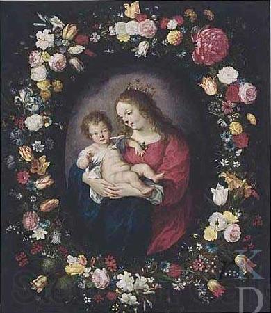 Antoine Sallaert Madonna: i.e. Mary with the Christ-child in a garland of flowers. Spain oil painting art
